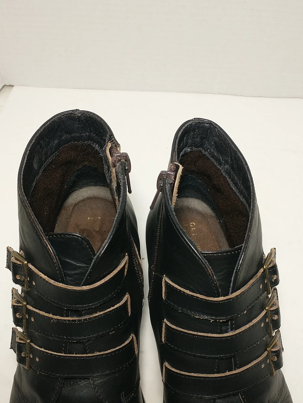 Naot Calima Leather Bootie, Black / Brown, Size 41, US Size 10, Zipper Entry